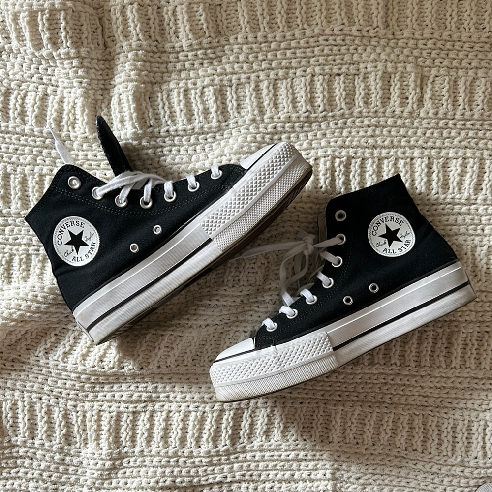 Converse Black Platform High-Top Sneakers Size 7